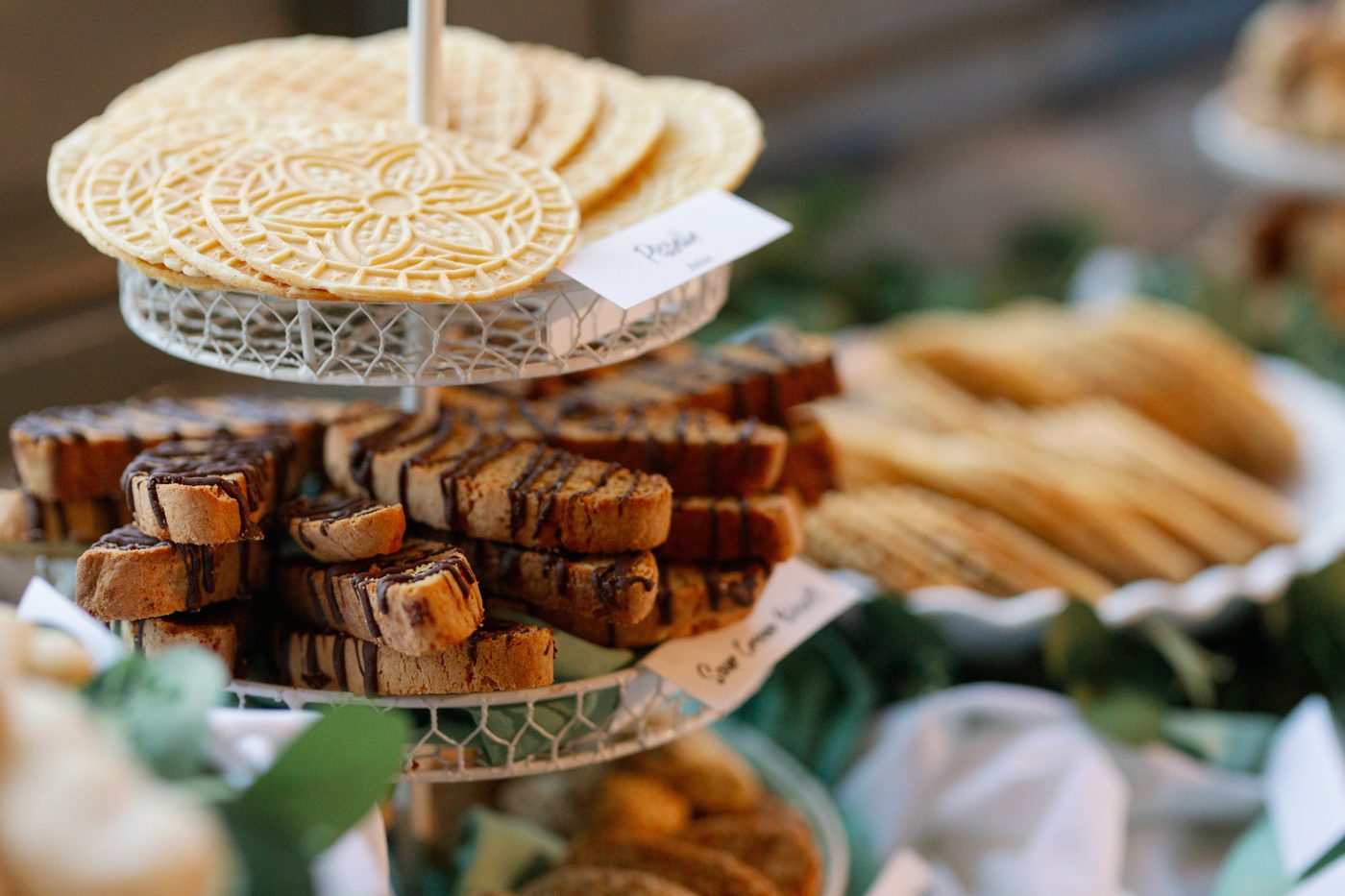 Tiered assortment of Italian cookies